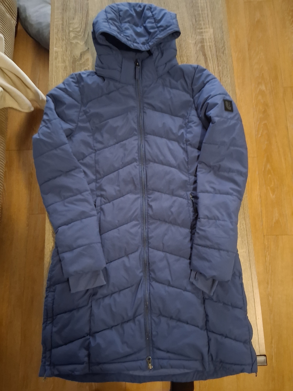 Woman Lolë Long Hooded Puffer Coat - Blue